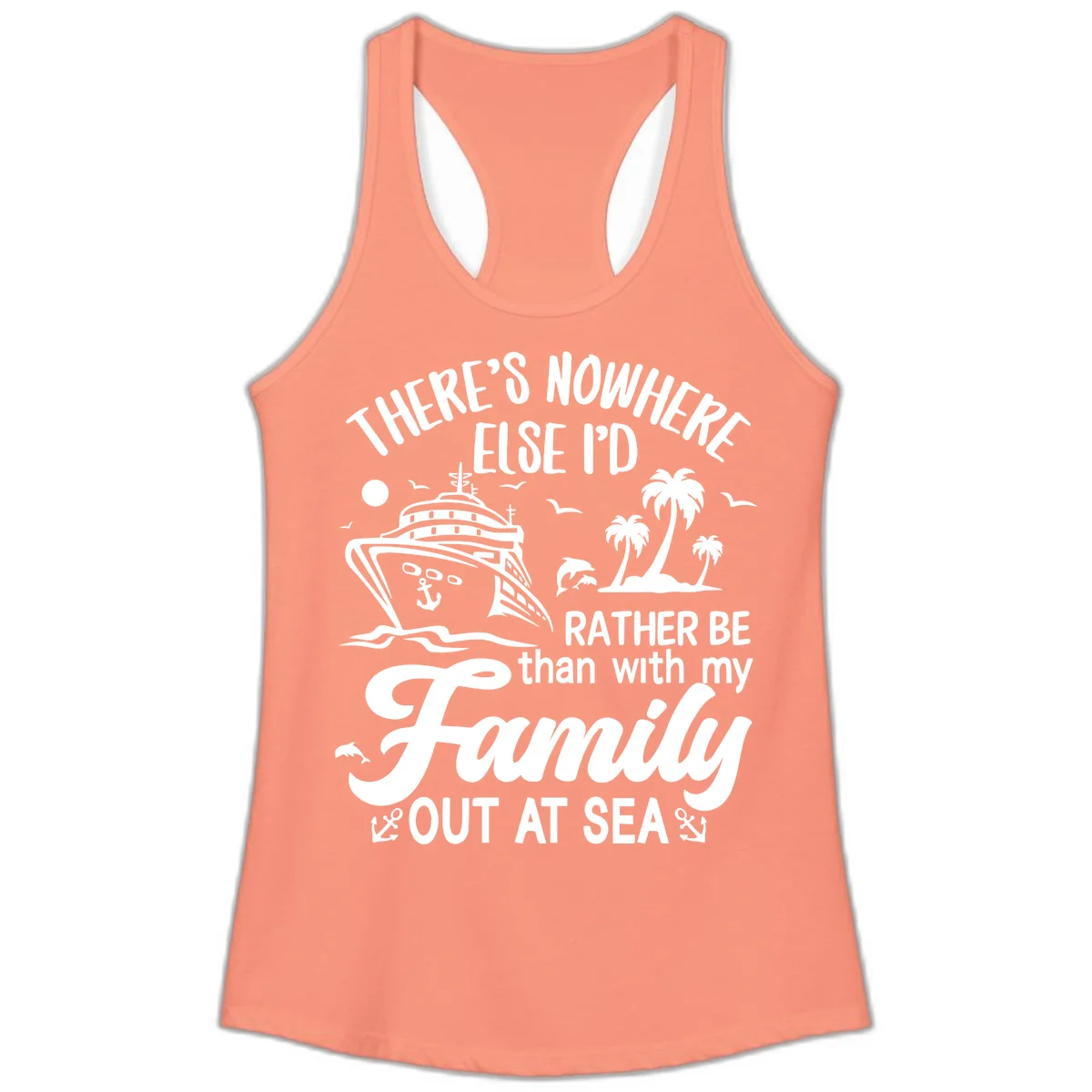 Rather Be Out At Sea Ladies Tank in Solid Light Orange