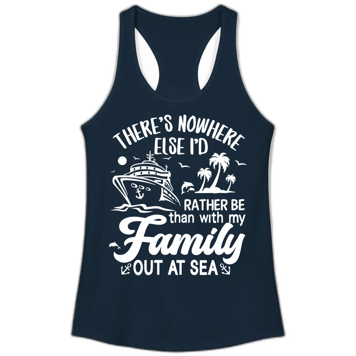 Rather Be Out At Sea Ladies Tank in Solid Midnight Navy