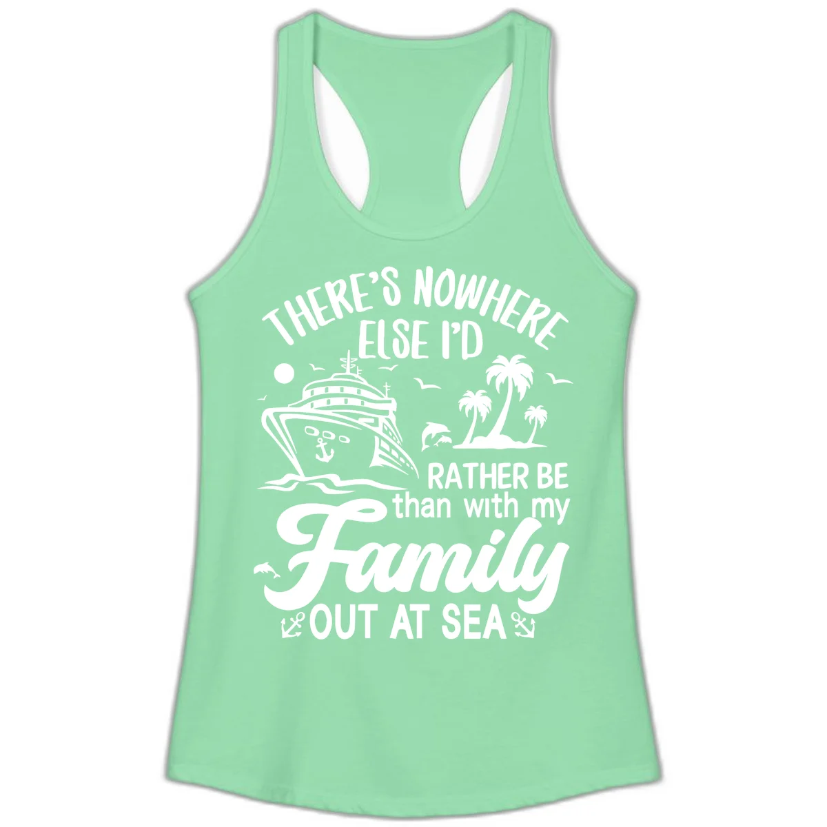 Rather Be Out At Sea Ladies Tank in Solid Mint