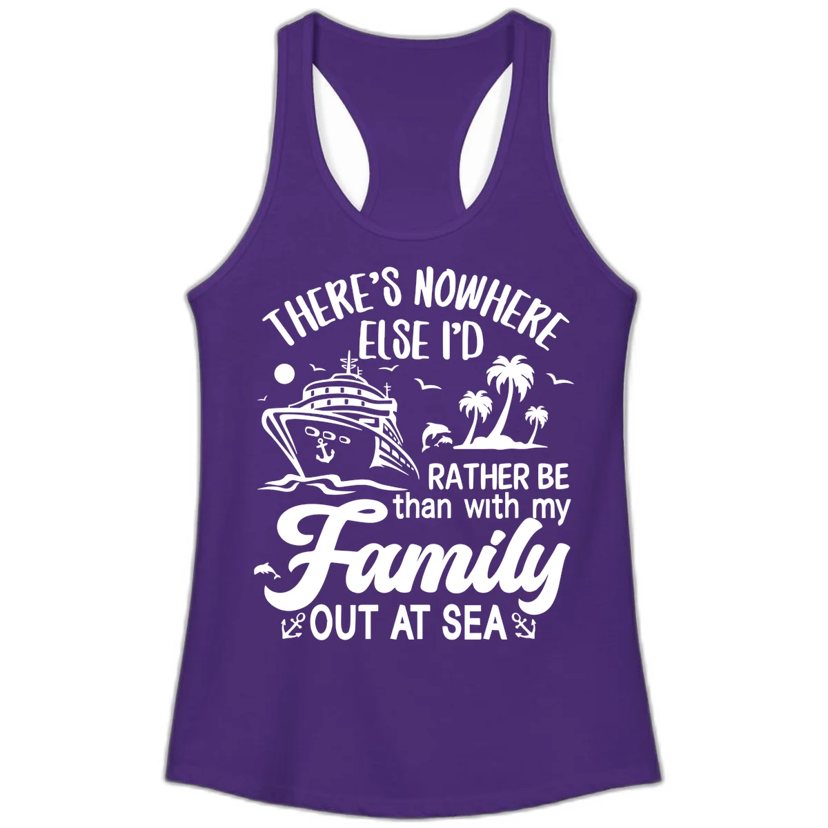 Rather Be Out At Sea Ladies Tank in Solid Purple Rush