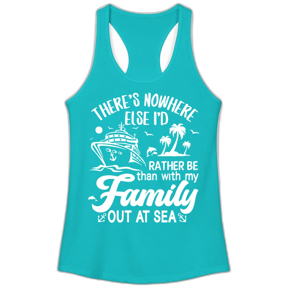 Rather Be Out At Sea Ladies Tank in Tahiti Blue