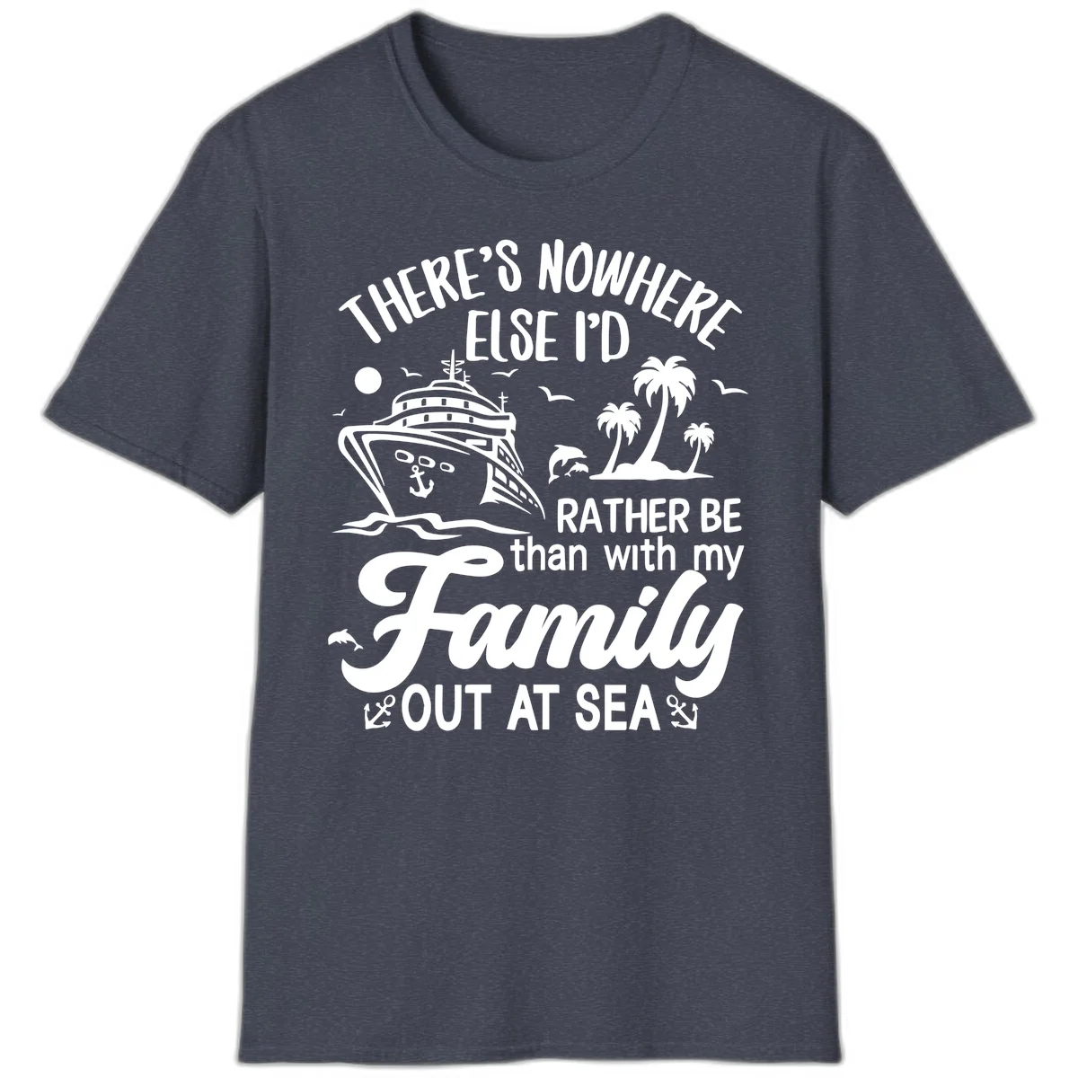 Rather Be Out At Sea T-Shirt in Heather Navy