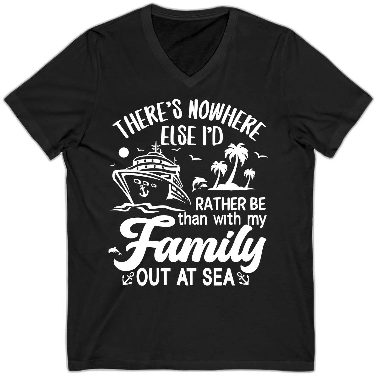 Rather Be Out At Sea V-Neck in Black