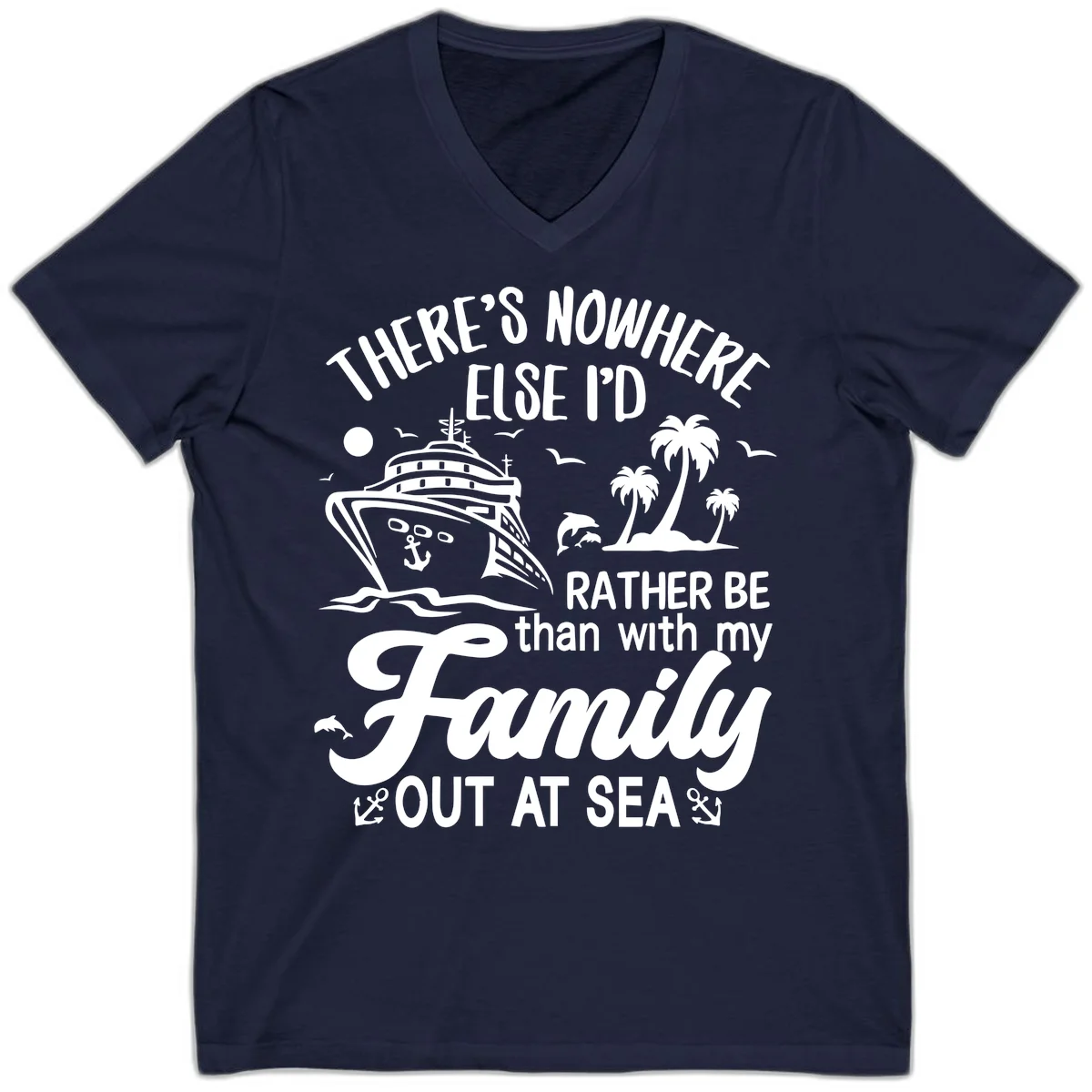 Rather Be Out At Sea V-Neck in Navy