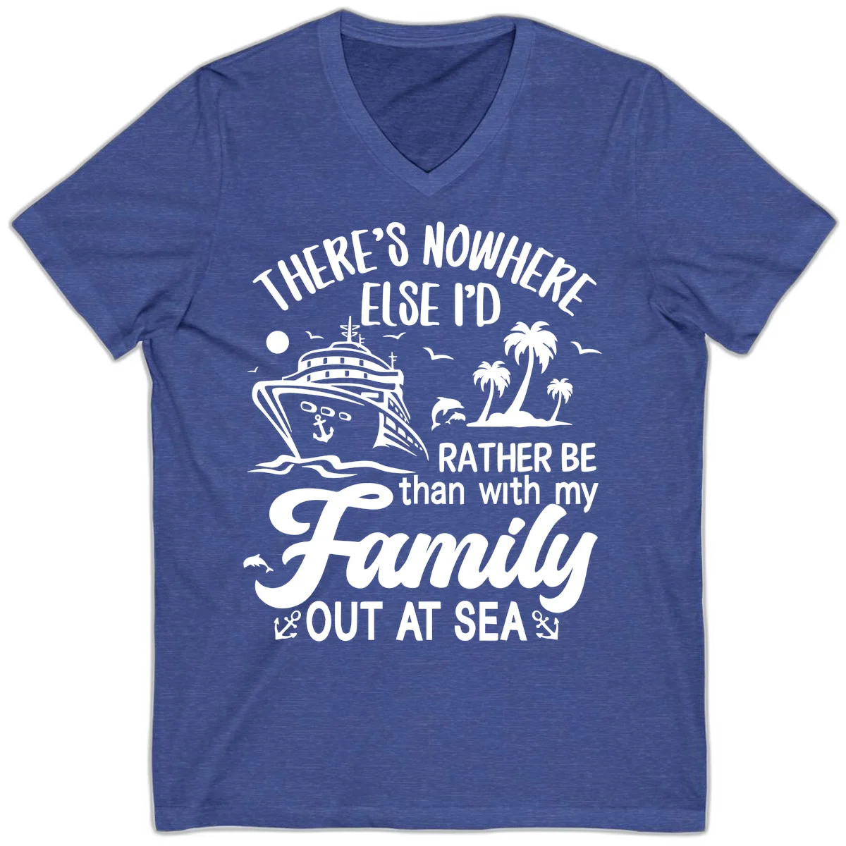 Rather Be Out At Sea V-Neck in Heather True Royal