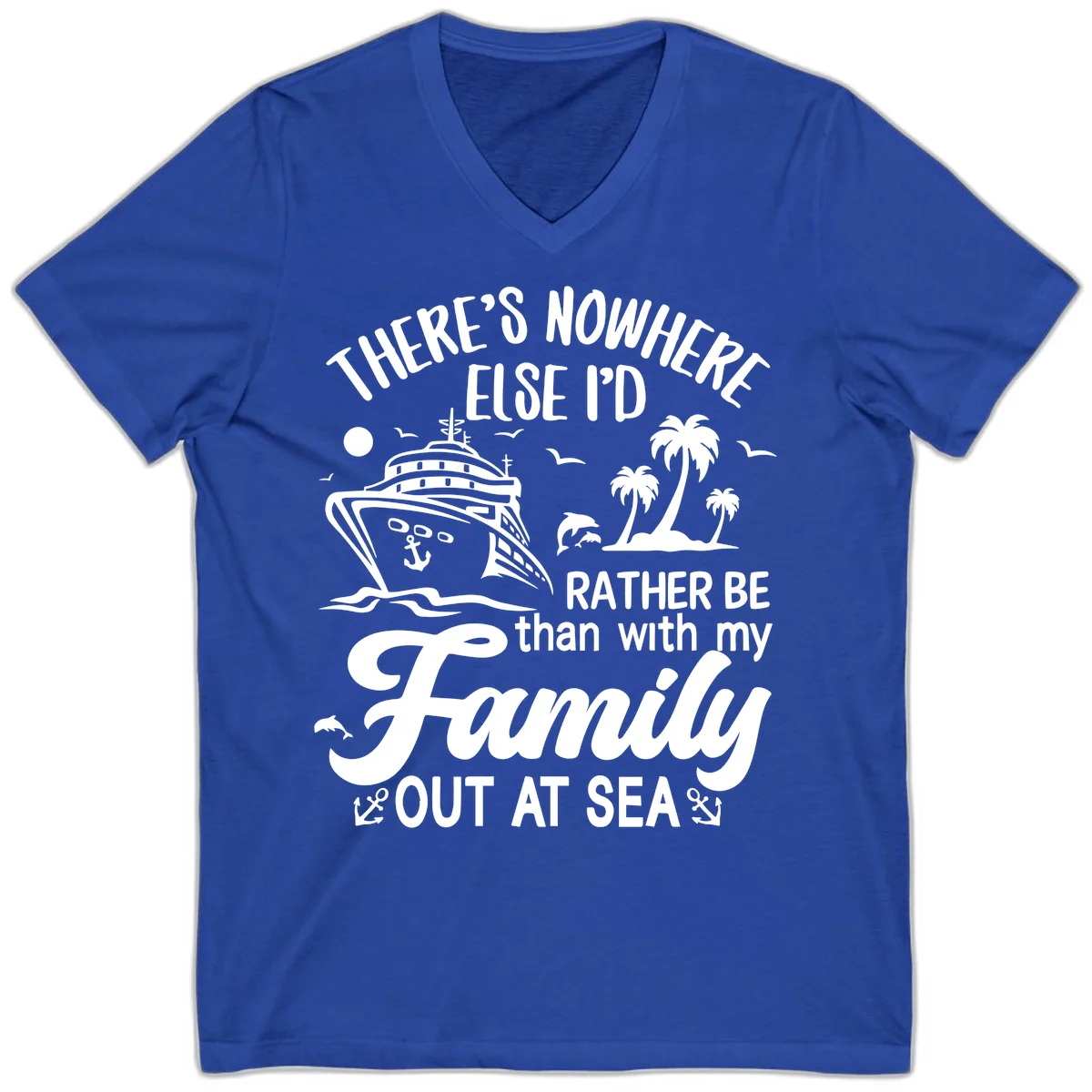 Rather Be Out At Sea V-Neck in True Royal
