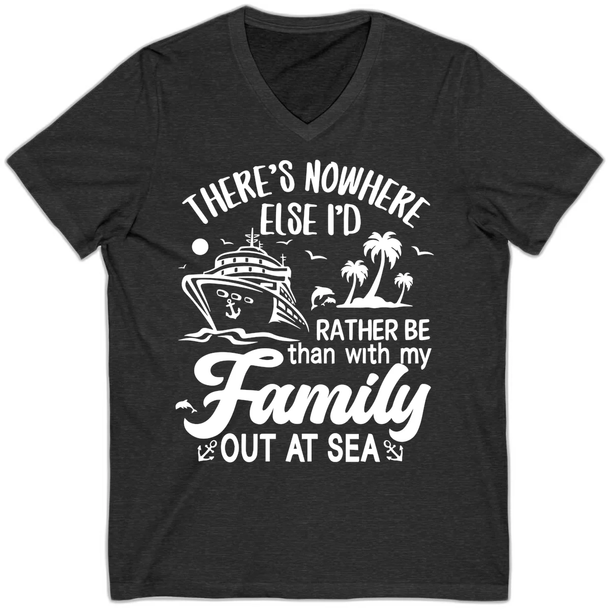 Rather Be Out At Sea V-Neck in Dark Grey Heather