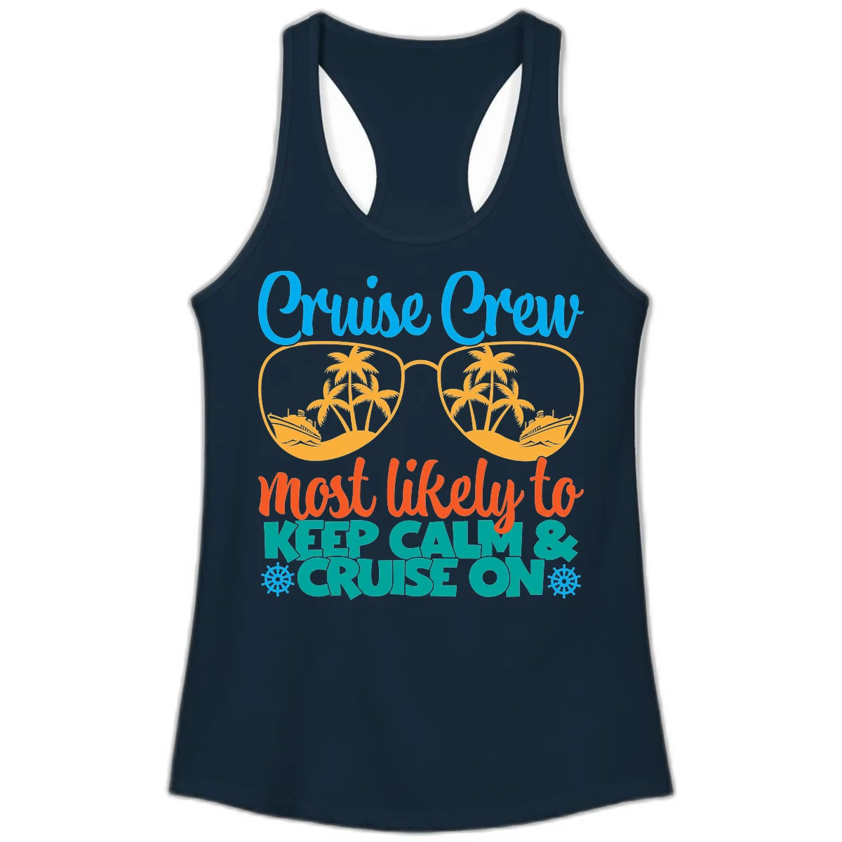 Cruise Crew Most Likely To Keep Calm Ladies Tank in Solid Midnight Navy