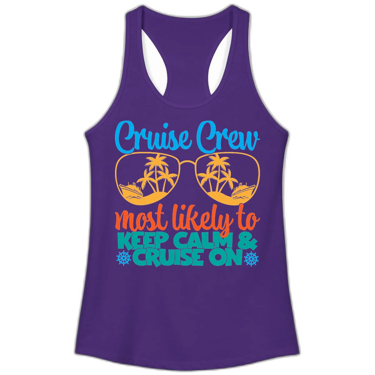 Cruise Crew Most Likely To Keep Calm Ladies Tank in Solid Purple Rush