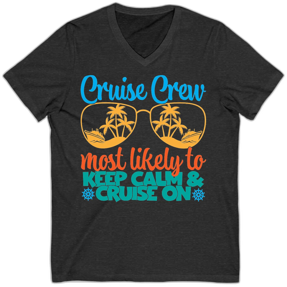 Cruise Crew Most Likely To Keep Calm V-Neck in Dark Grey Heather