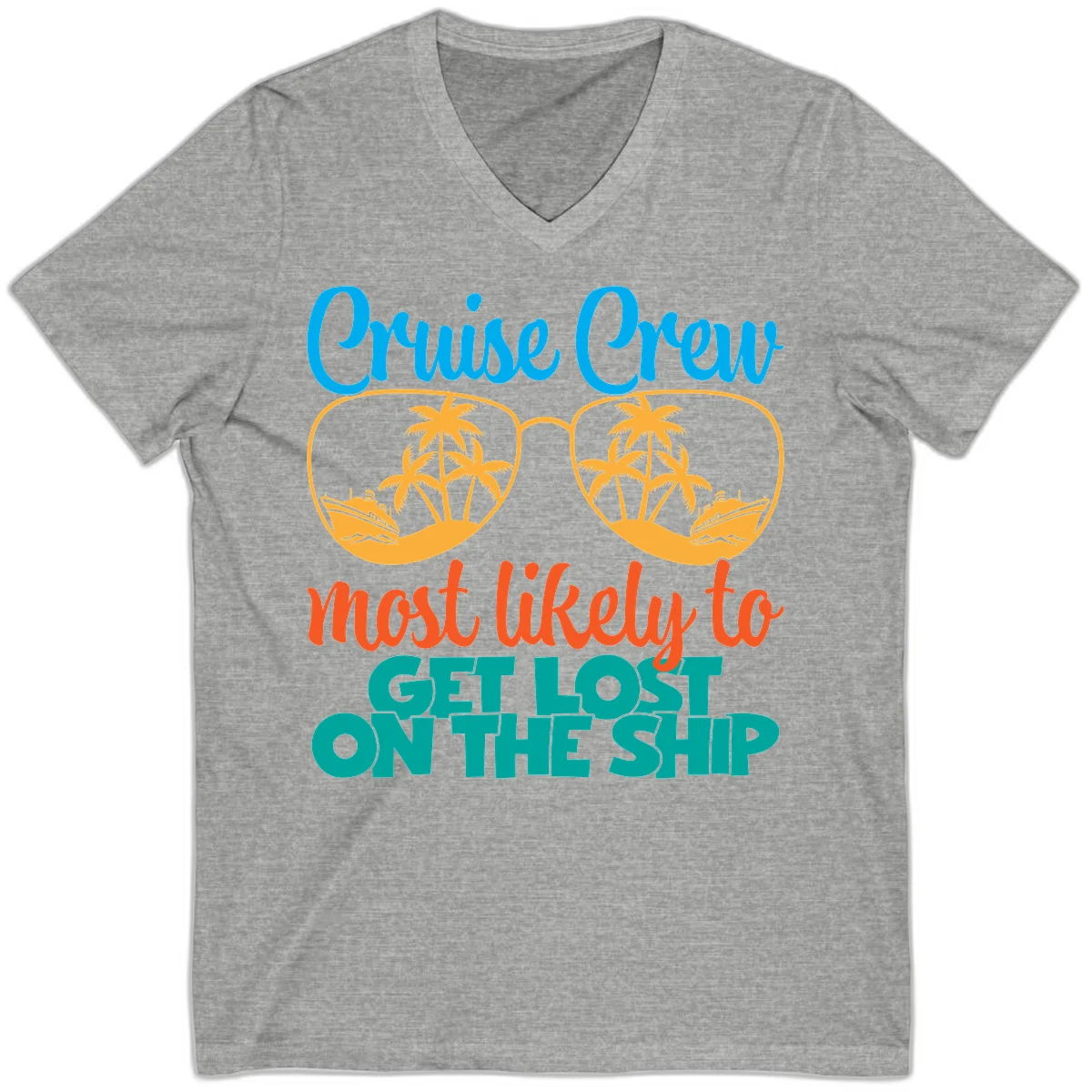 Cruise Crew Most Likely To Get Lost On The Ship V-Neck in Athletic Heather