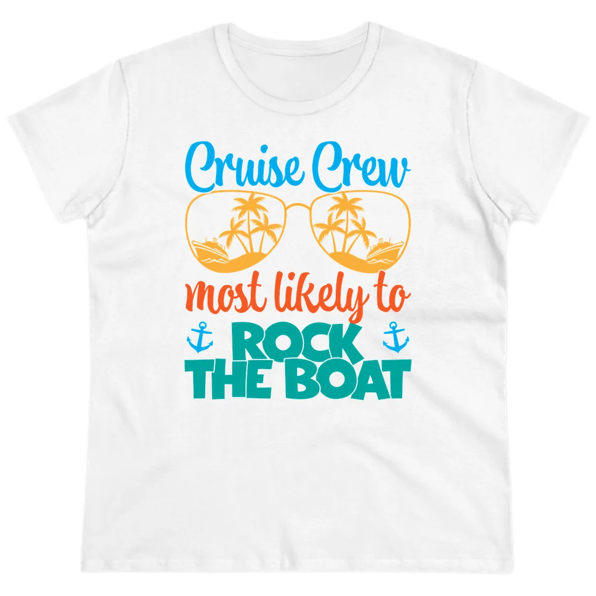 Cruise Crew Most Likely To Rock The Boat Ladies Tee in White