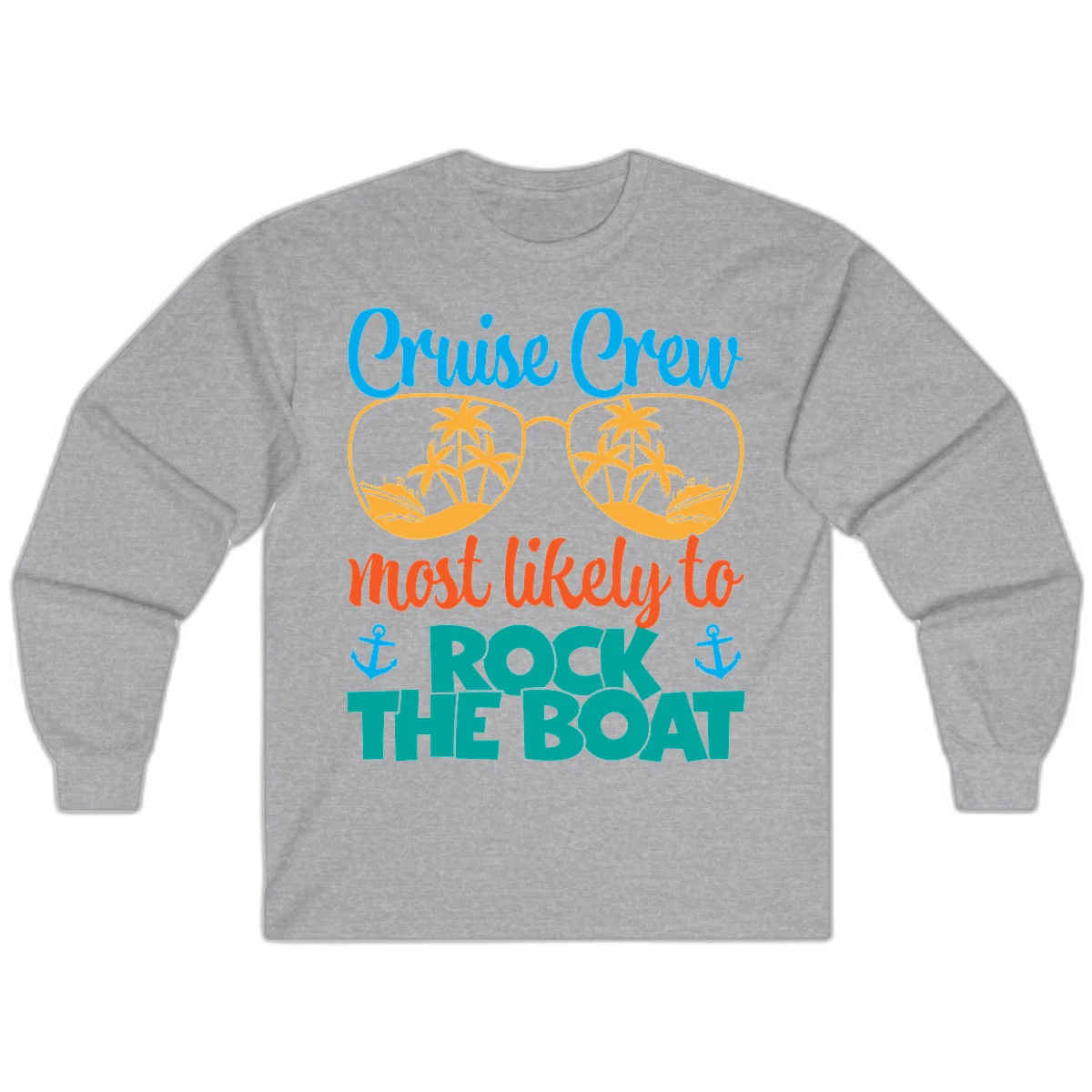 Cruise Crew Most Likely To Rock The Boat Long Sleeve in Sport Grey