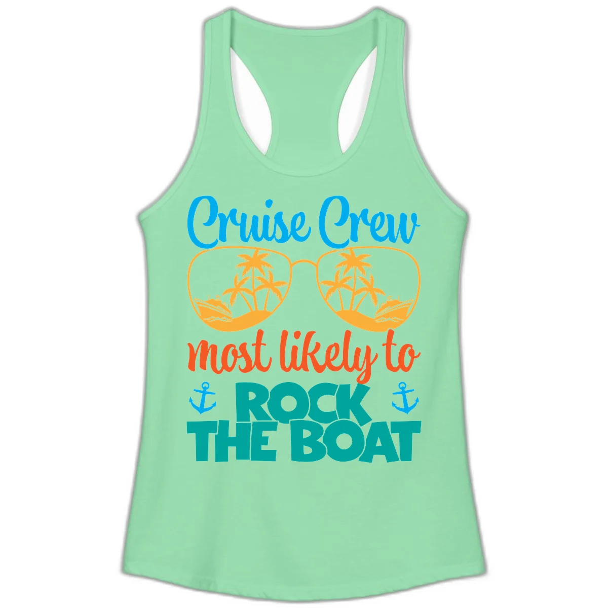 Cruise Crew Most Likely To Rock The Boat Ladies Tank in Solid Mint