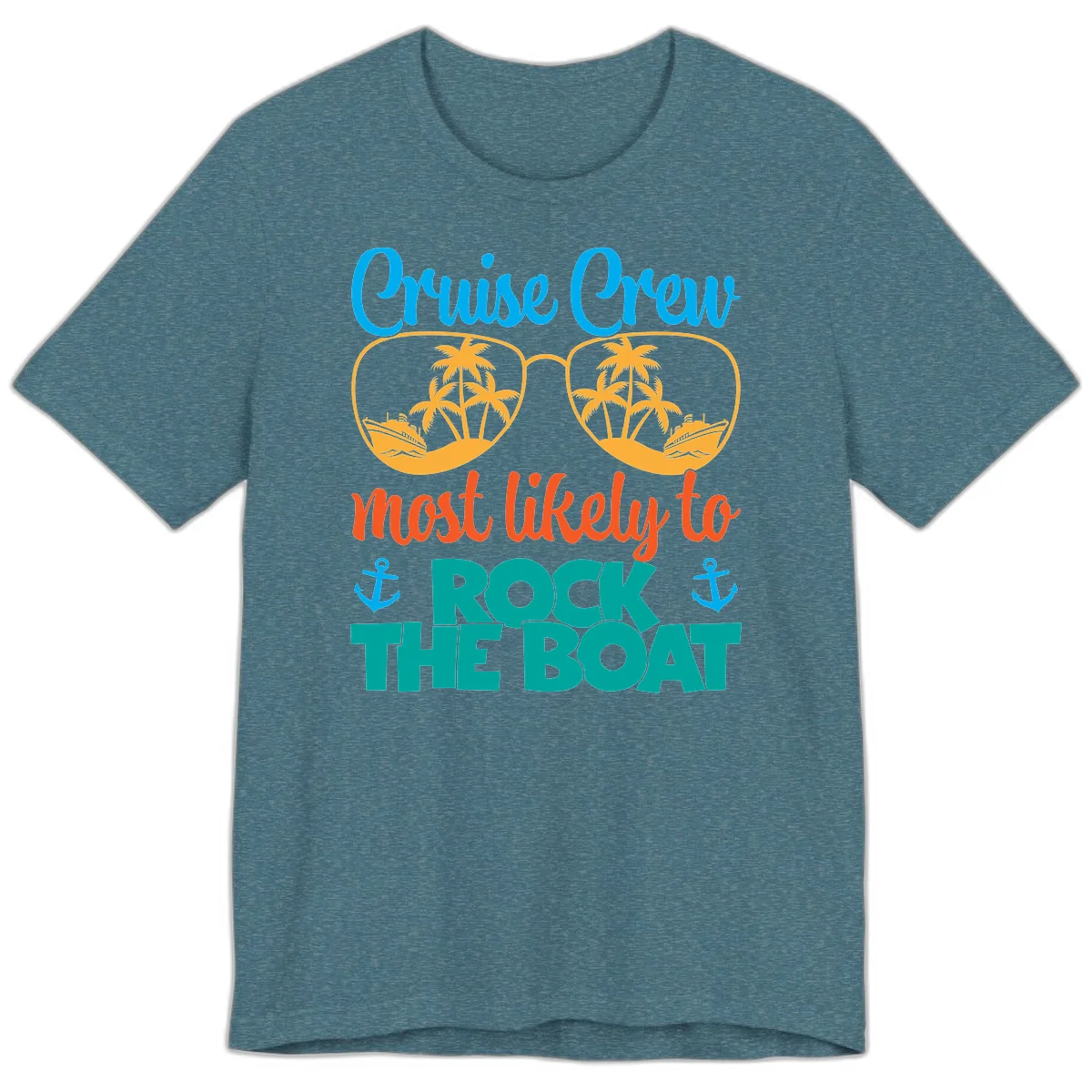 Cruise Crew Most Likely To Rock The Boat Premium T-Shirt in Heather Deep Teal