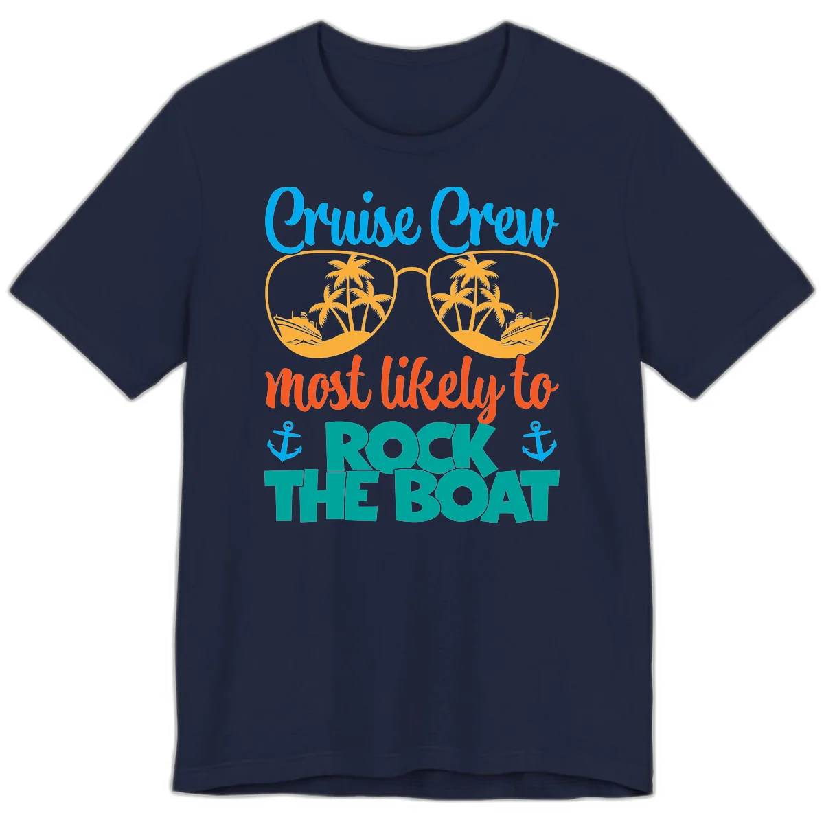 Cruise Crew Most Likely To Rock The Boat Premium T-Shirt in Navy