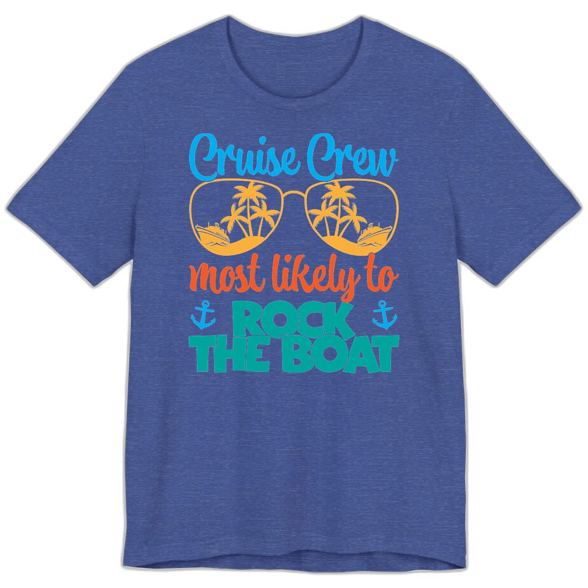 Cruise Crew Most Likely To Rock The Boat Premium T-Shirt in Heather True Royal