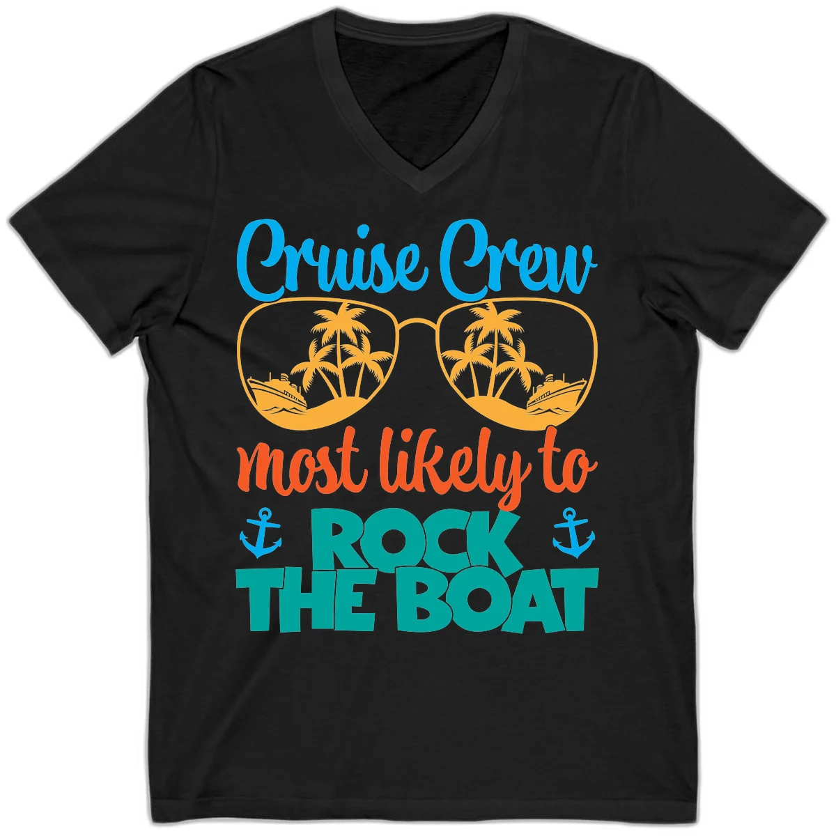 Cruise Crew Most Likely To Rock The Boat V-Neck in Black