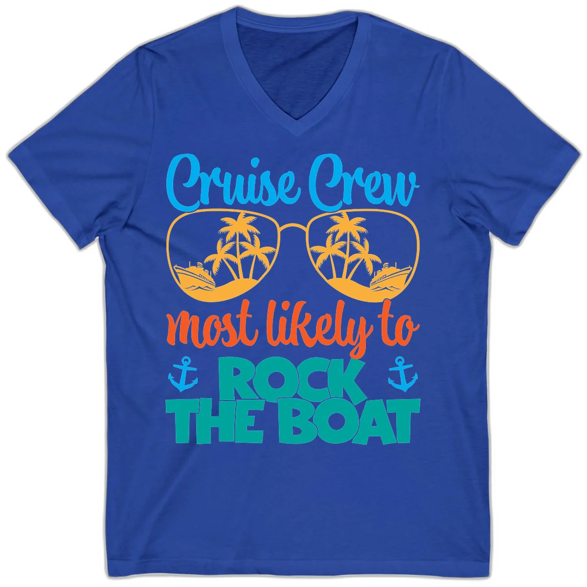 Cruise Crew Most Likely To Rock The Boat V-Neck in True Royal