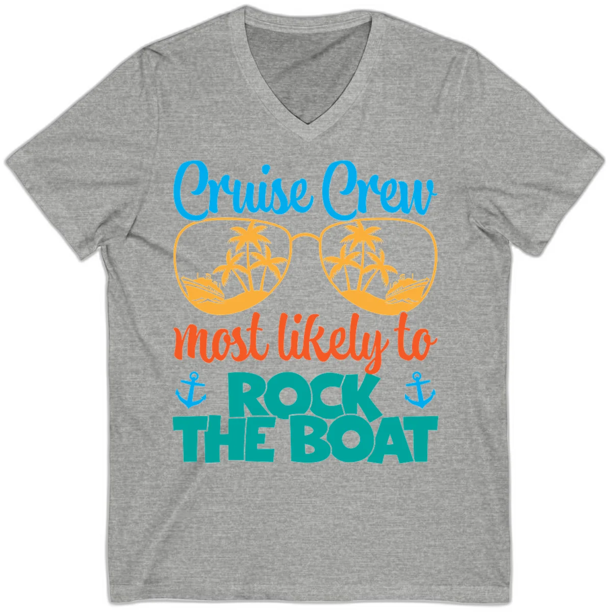 Cruise Crew Most Likely To Rock The Boat V-Neck in Athletic Heather