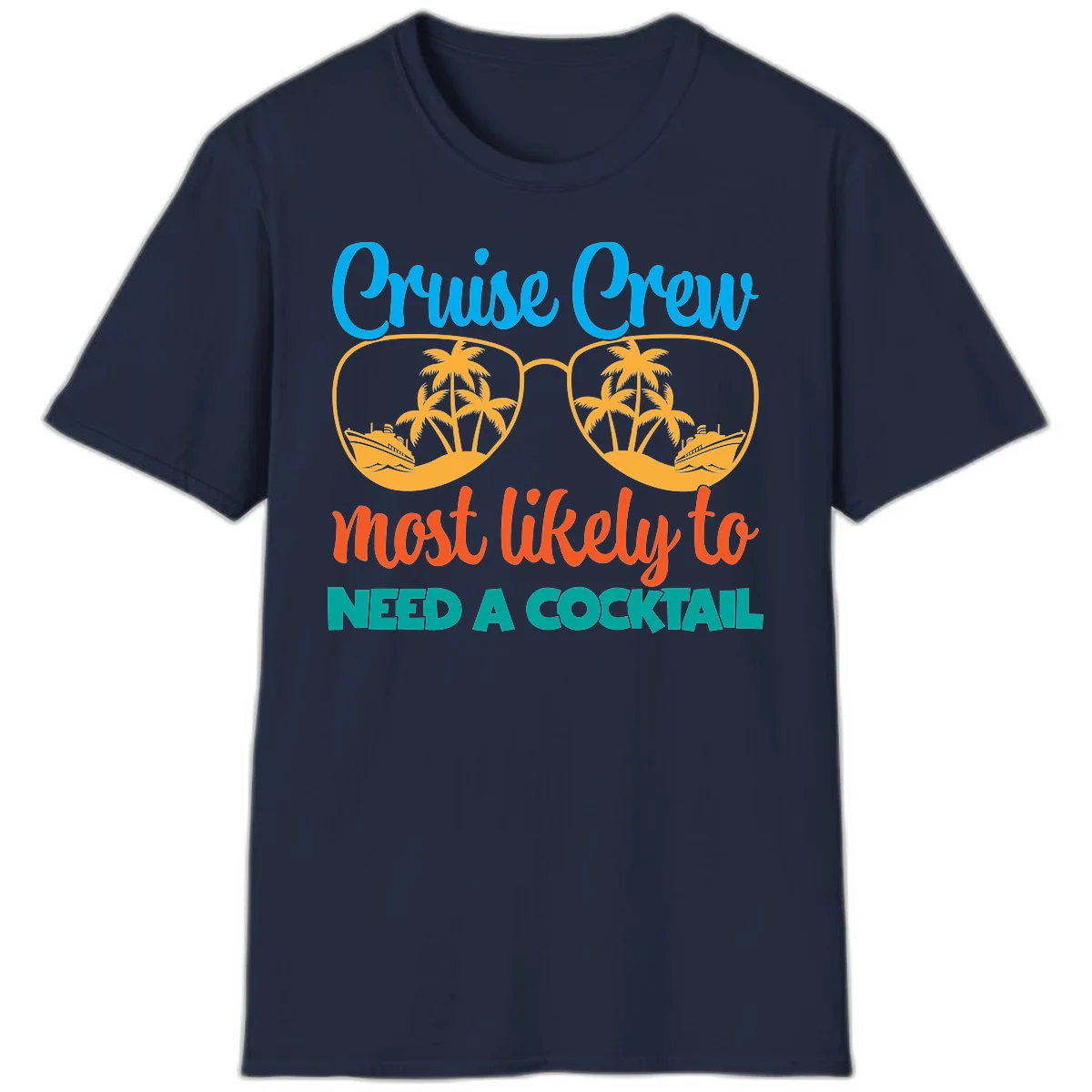 Cruise Crew Most Likely To Need A Cocktail T-Shirt in Navy