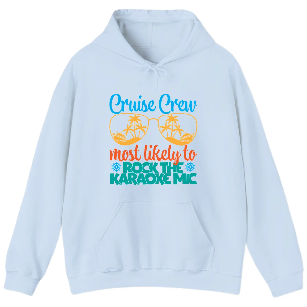Cruise Crew Most Likely To Rock The Karaoke Mic Hoodie in Light Blue