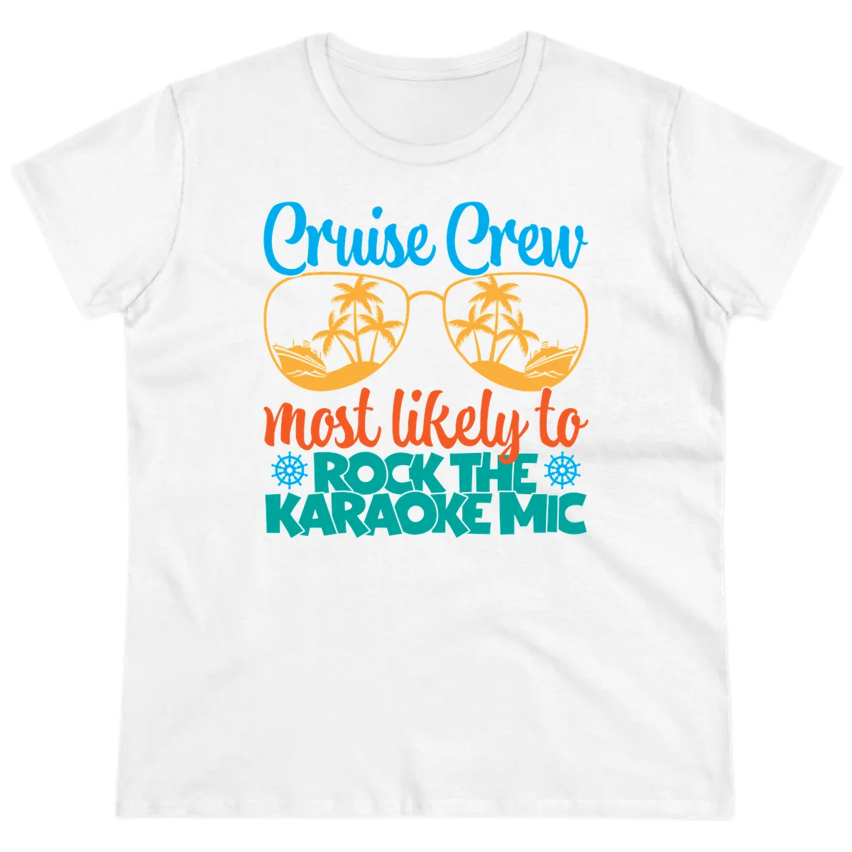 Cruise Crew Most Likely To Rock The Karaoke Mic Ladies Tee in White