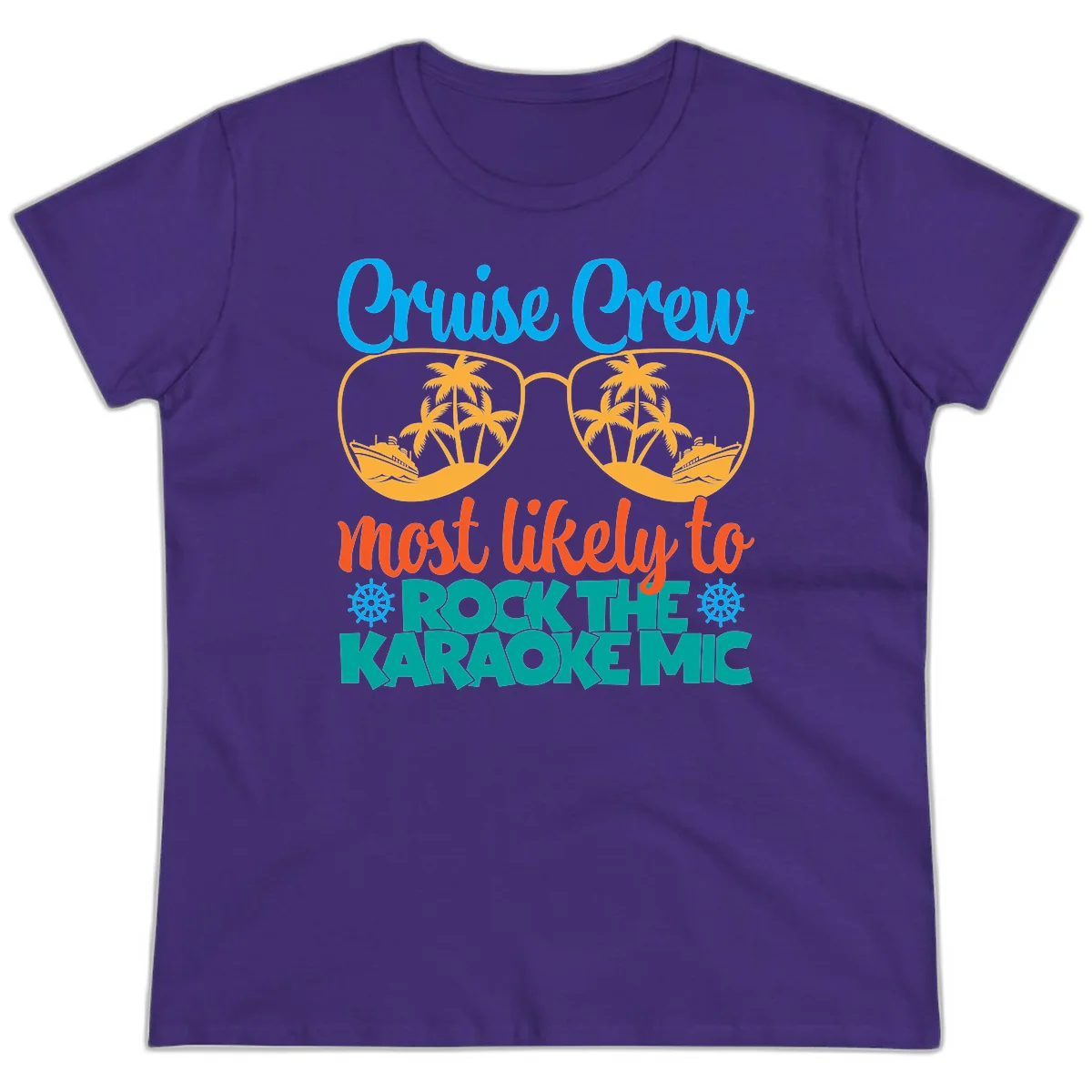 Cruise Crew Most Likely To Rock The Karaoke Mic Ladies Tee in Purple