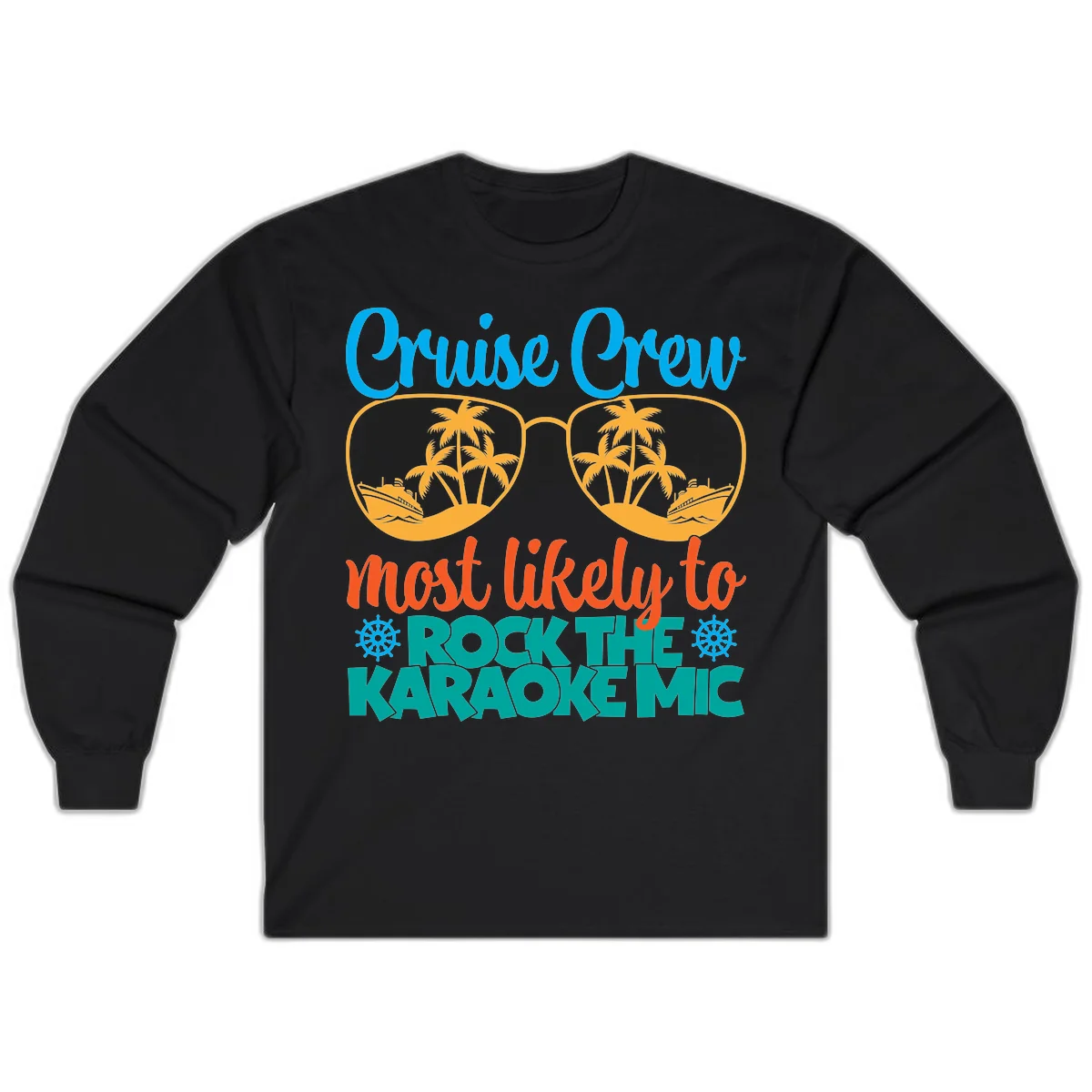 Cruise Crew Most Likely To Rock The Karaoke Mic Long Sleeve in Black