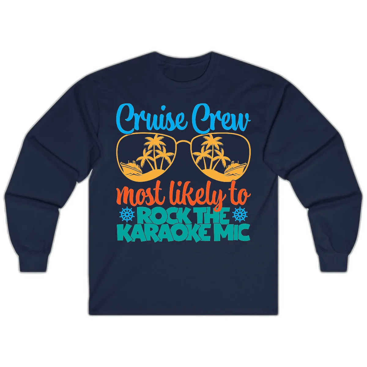 Cruise Crew Most Likely To Rock The Karaoke Mic Long Sleeve in Navy