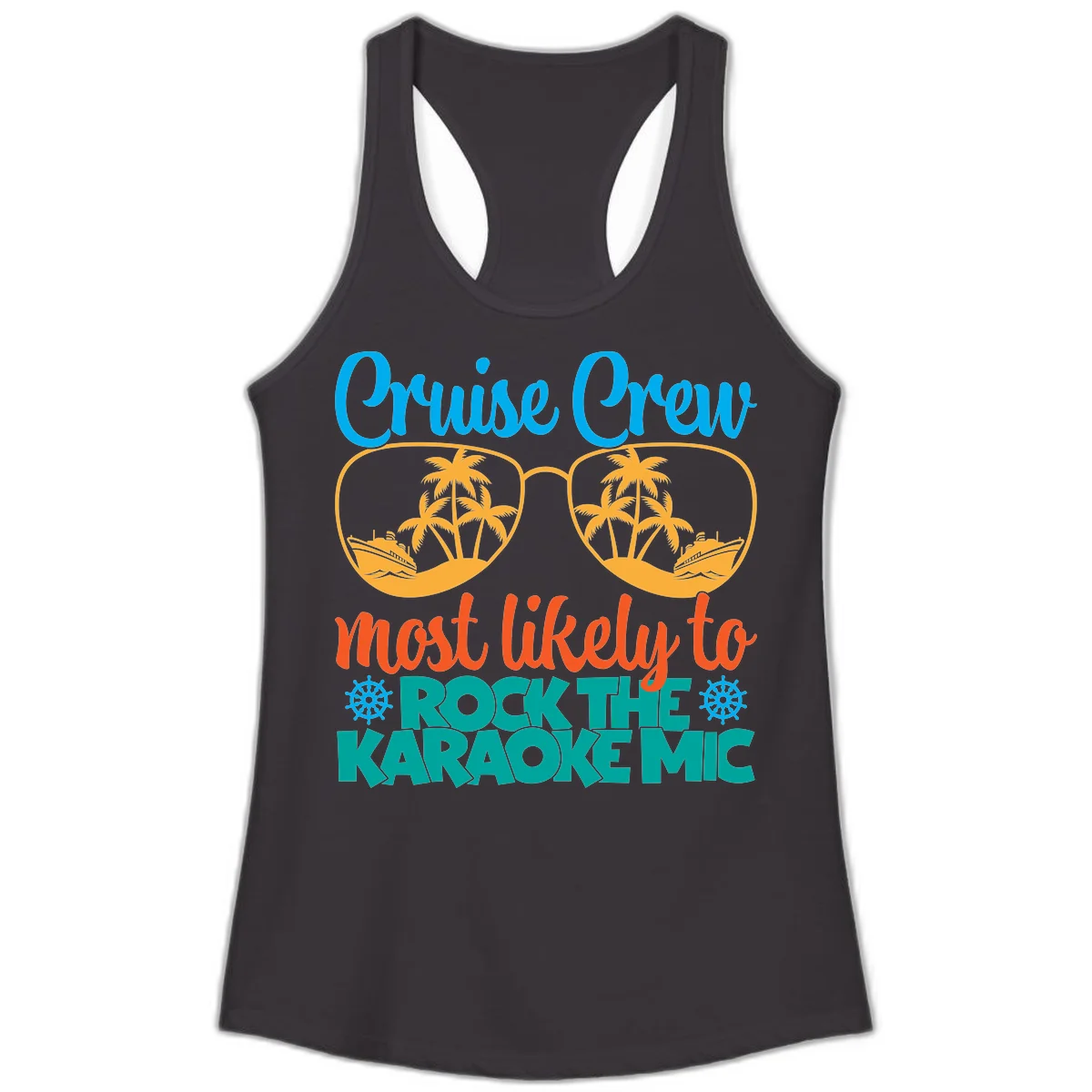 Cruise Crew Most Likely To Rock The Karaoke Mic Ladies Tank in Black
