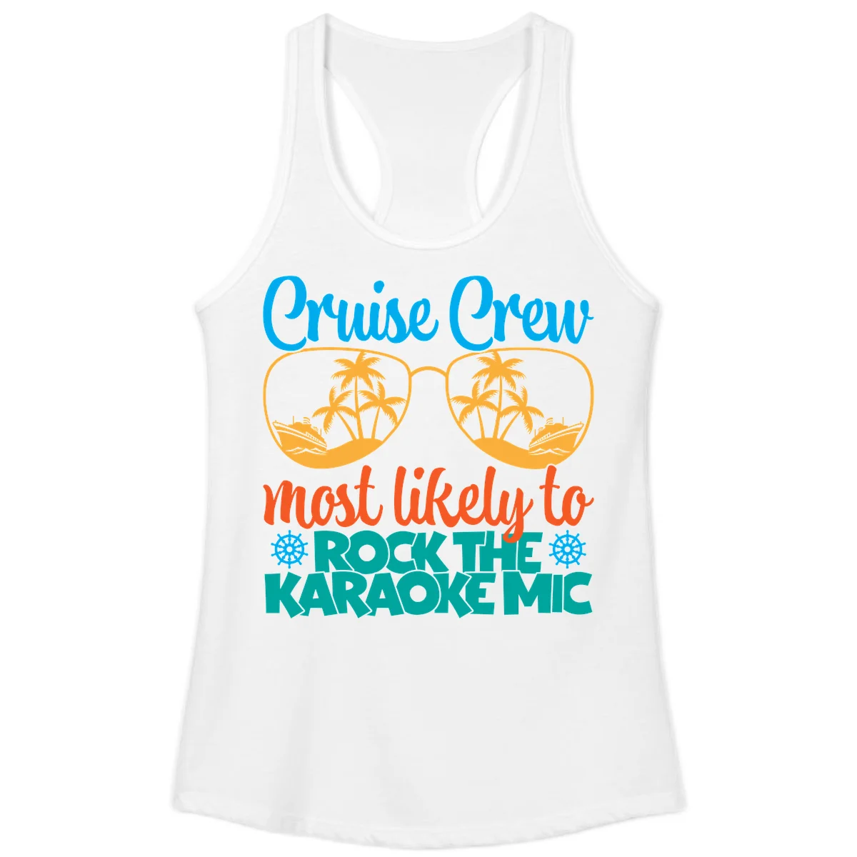 Cruise Crew Most Likely To Rock The Karaoke Mic Ladies Tank in White