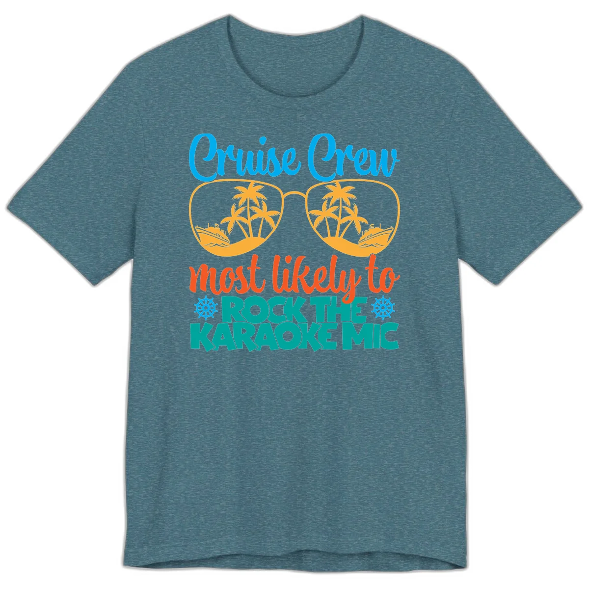 Cruise Crew Most Likely To Rock The Karaoke Mic Premium T-Shirt in Heather Deep Teal