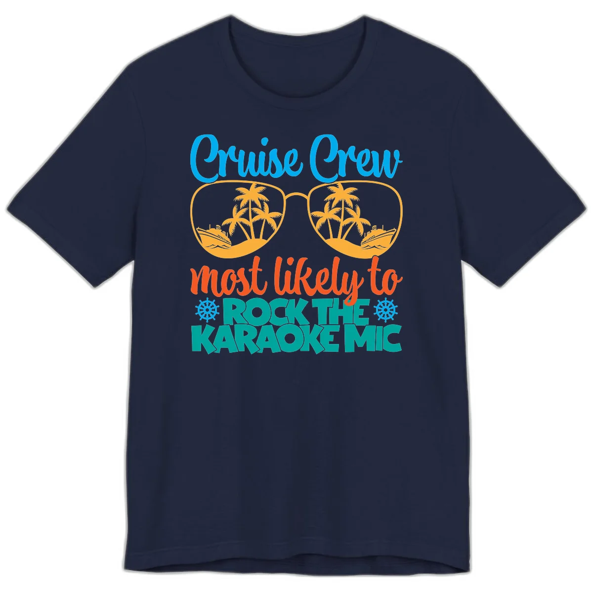 Cruise Crew Most Likely To Rock The Karaoke Mic Premium T-Shirt in Navy