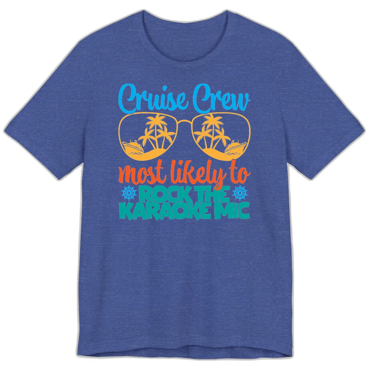 Cruise Crew Most Likely To Rock The Karaoke Mic Premium T-Shirt in Heather True Royal