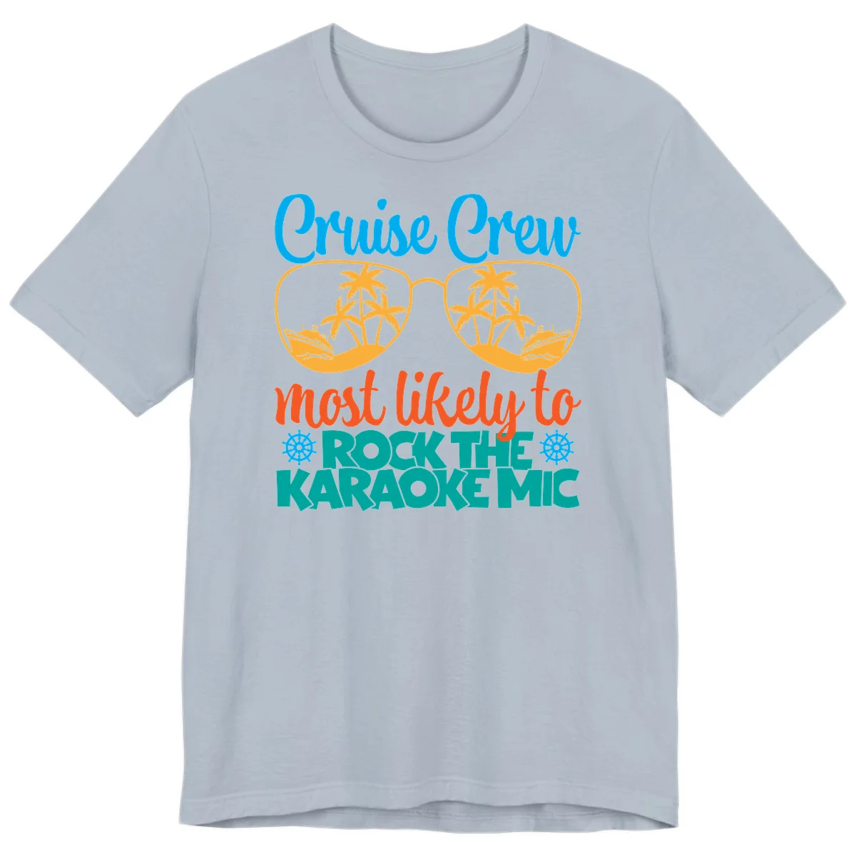 Cruise Crew Most Likely To Rock The Karaoke Mic Premium T-Shirt in Light Blue