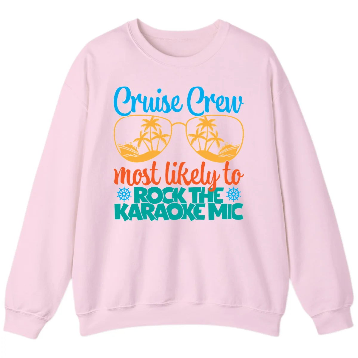 Cruise Crew Most Likely To Rock The Karaoke Mic Sweatshirt in Light Pink