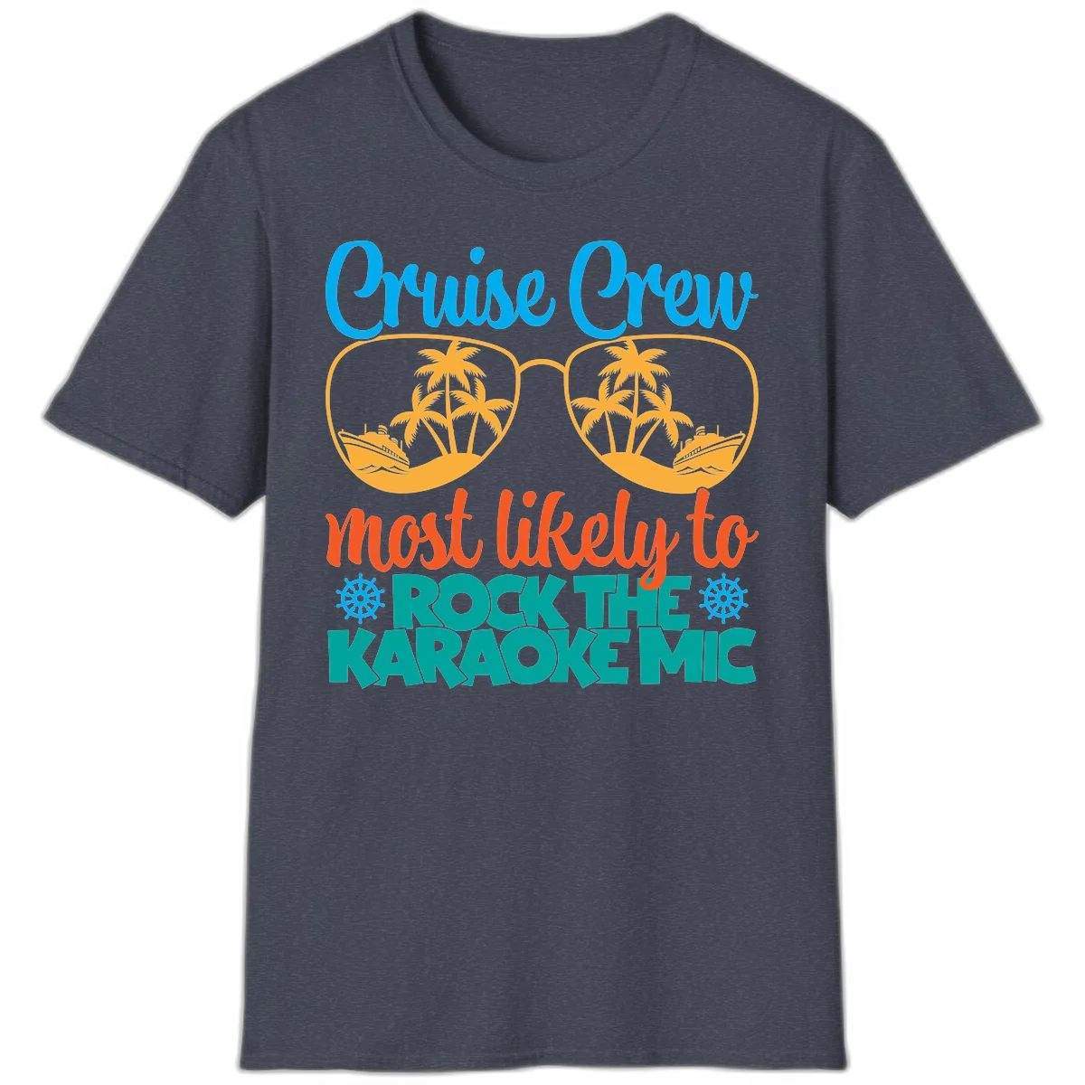 Cruise Crew Most Likely To Rock The Karaoke Mic T-Shirt in Heather Navy