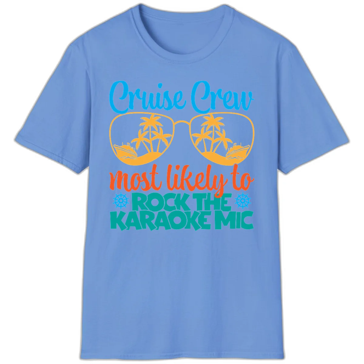 Cruise Crew Most Likely To Rock The Karaoke Mic T-Shirt in Carolina Blue