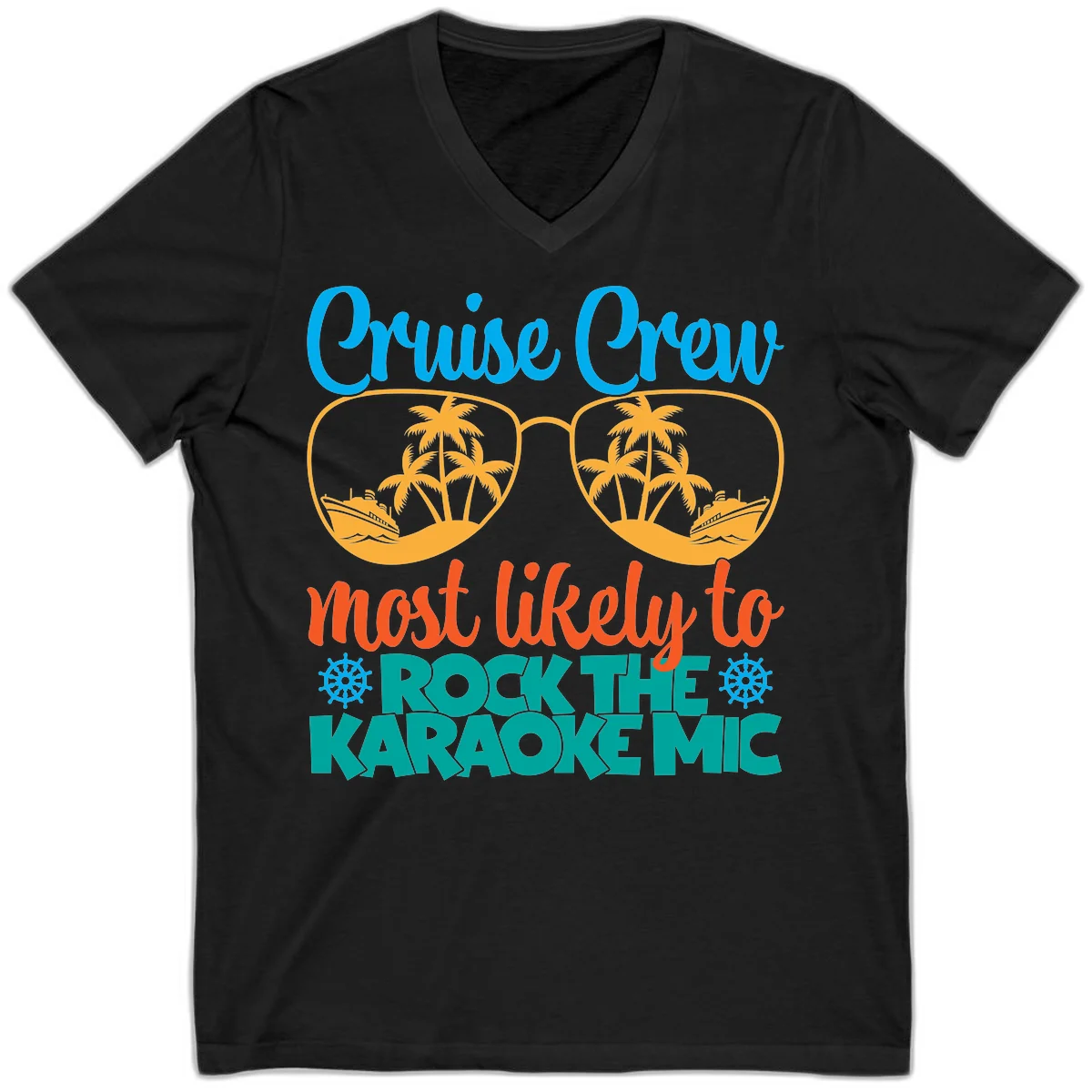 Cruise Crew Most Likely To Rock The Karaoke Mic V-Neck in Black
