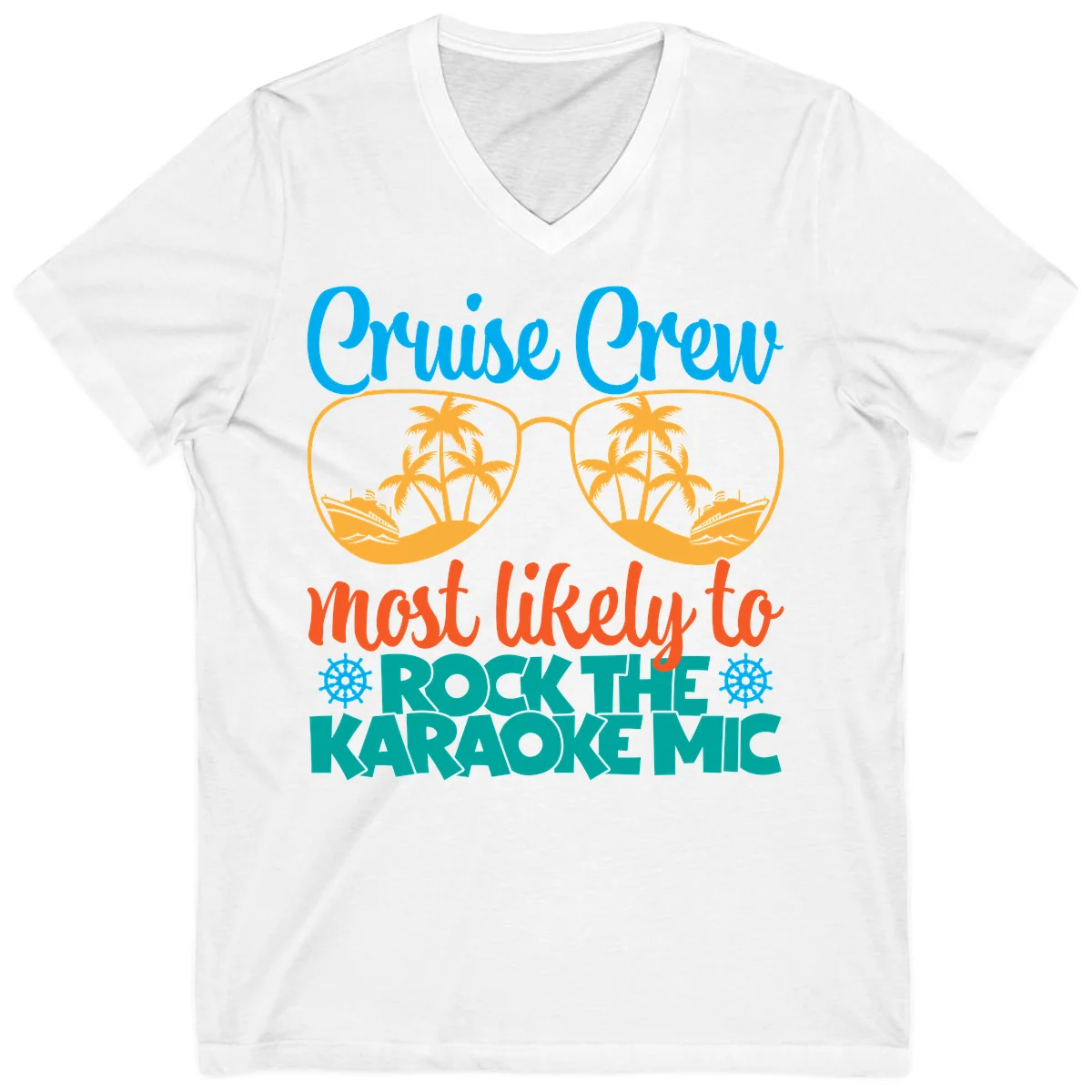 Cruise Crew Most Likely To Rock The Karaoke Mic V-Neck in White