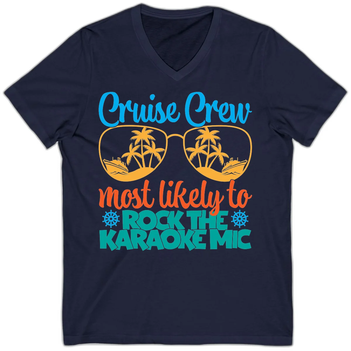 Cruise Crew Most Likely To Rock The Karaoke Mic V-Neck in Navy