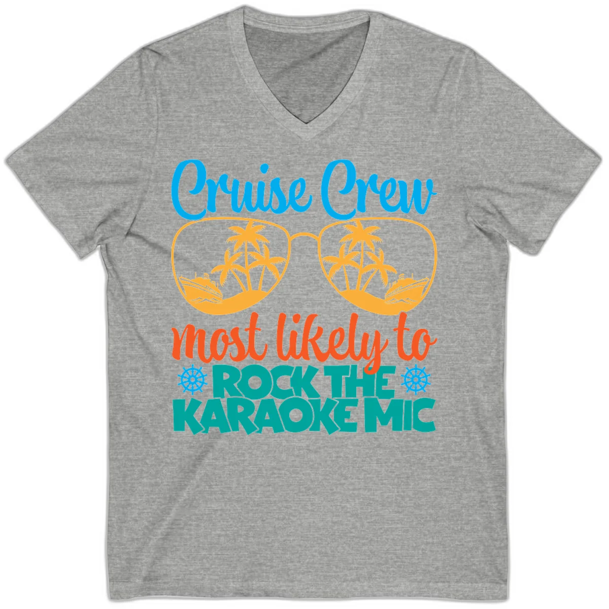 Cruise Crew Most Likely To Rock The Karaoke Mic V-Neck in Athletic Heather