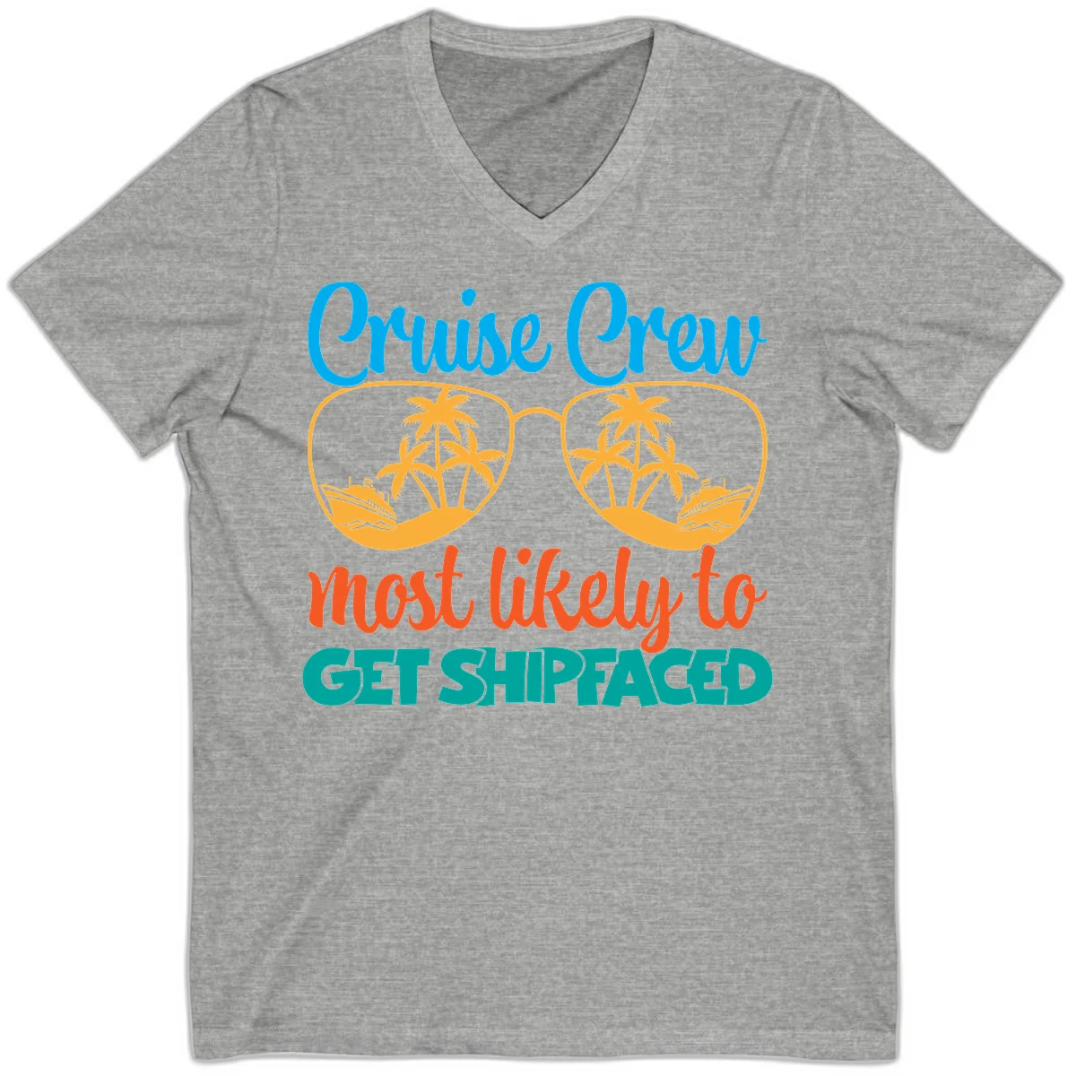 Cruise Crew Most Likely To Get Shipfaced V-Neck in Athletic Heather