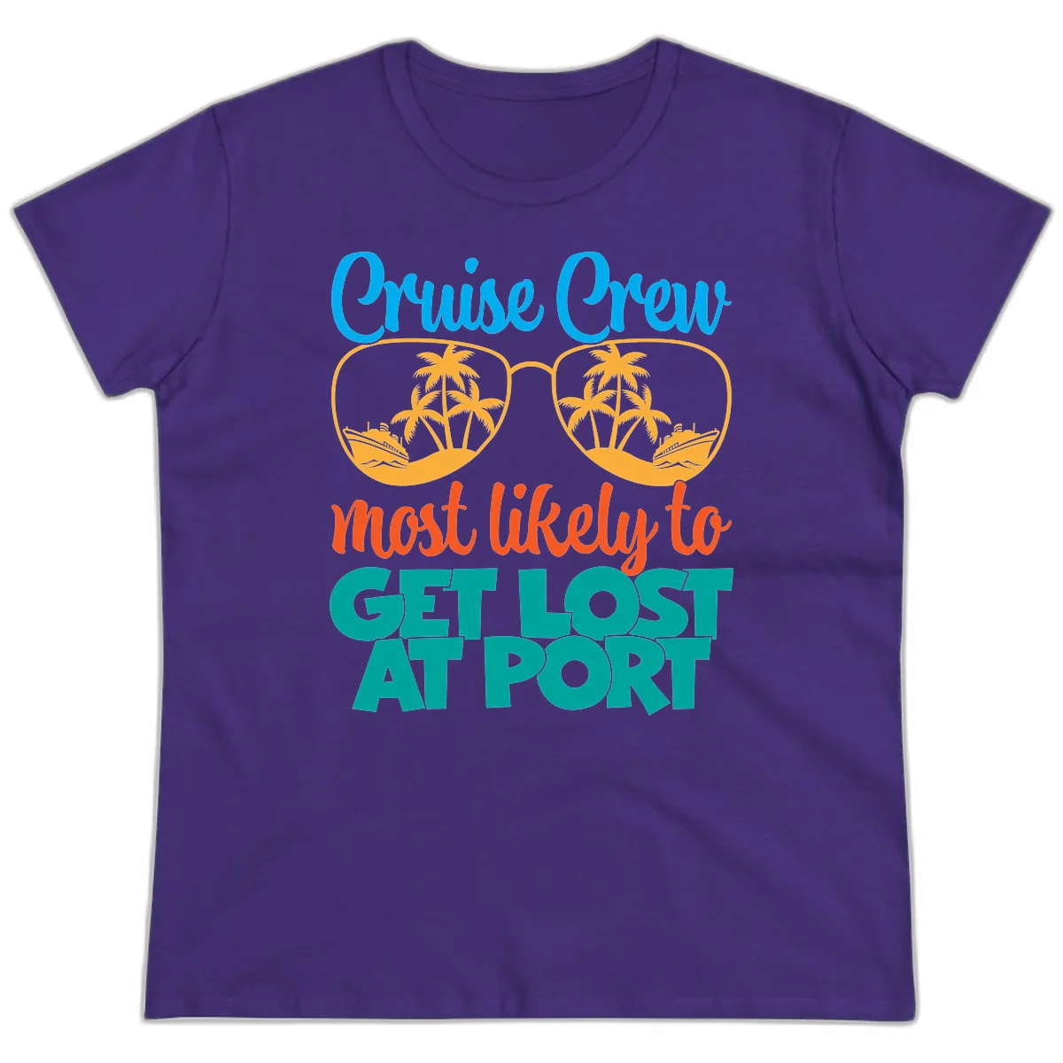 Cruise Crew Most Likely To Get Lost At Port Ladies Tee in Purple