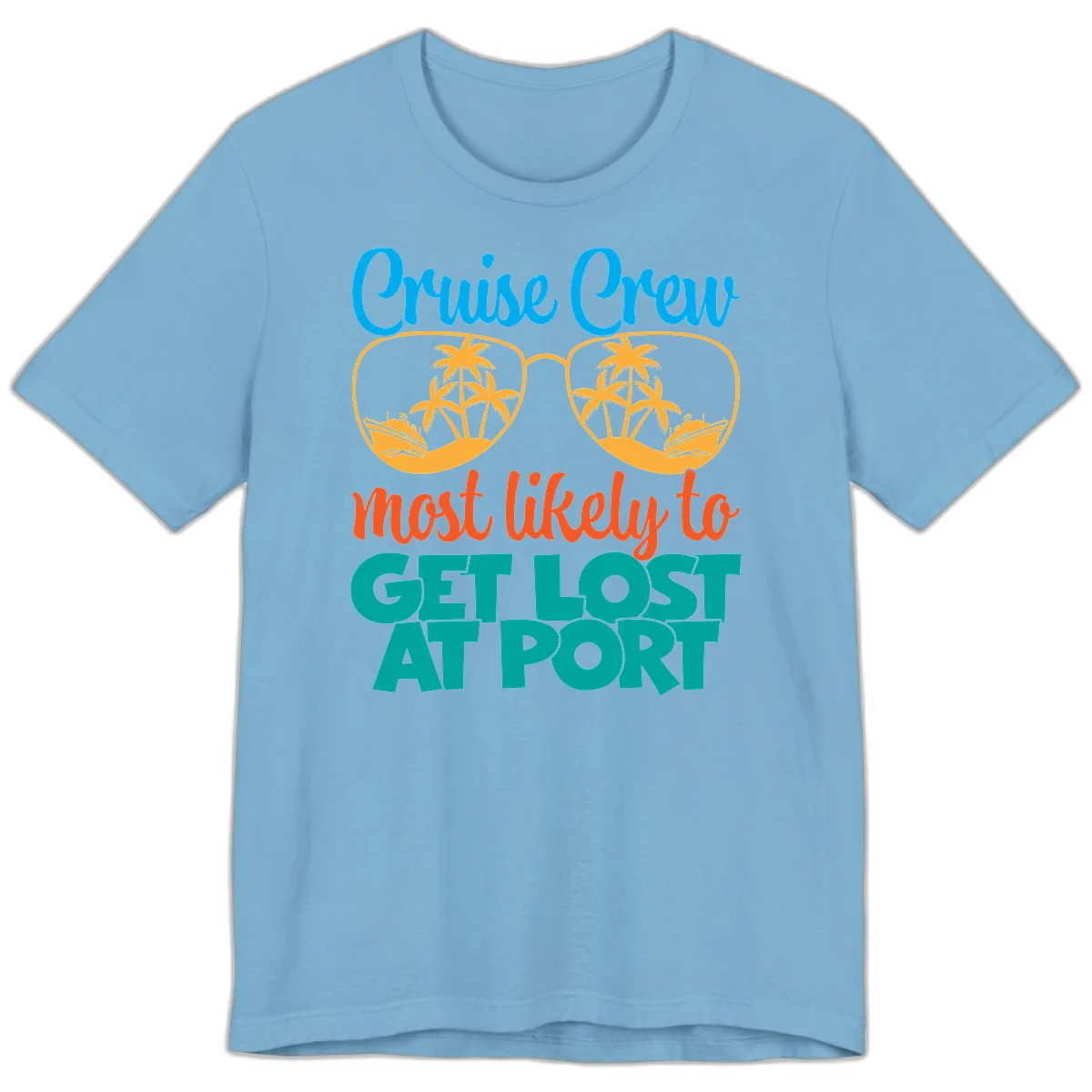 Cruise Crew Most Likely To Get Lost At Port Premium T-Shirt in Ocean Blue