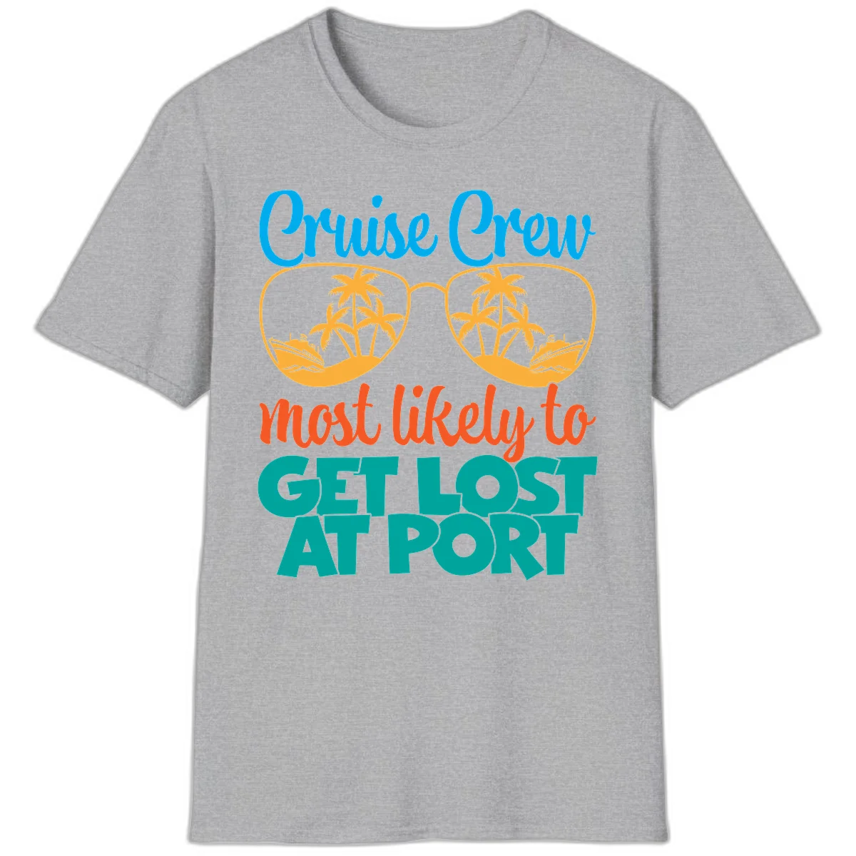 Cruise Crew Most Likely To Get Lost At Port T-Shirt in Sport Grey