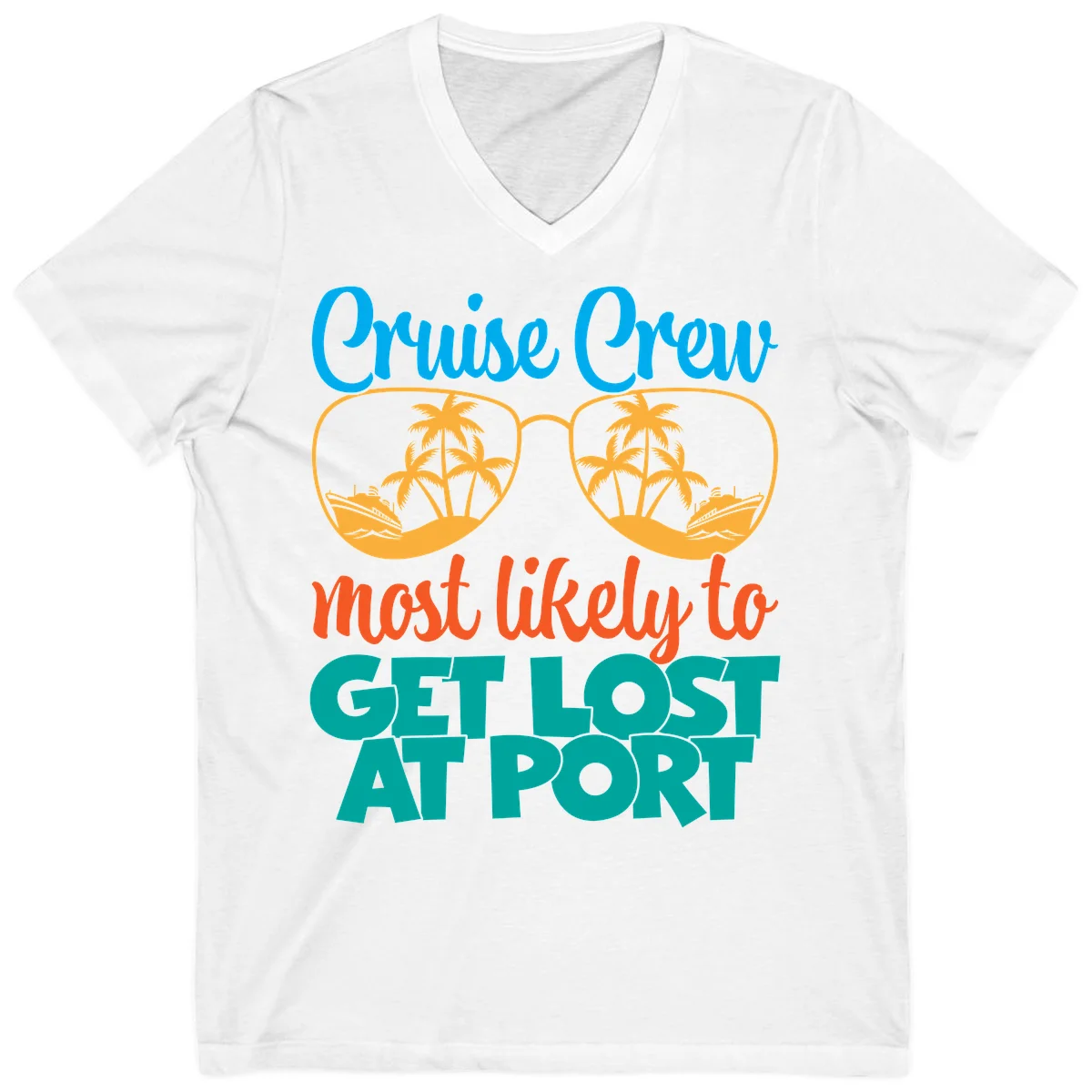 Cruise Crew Most Likely To Get Lost At Port V-Neck in White