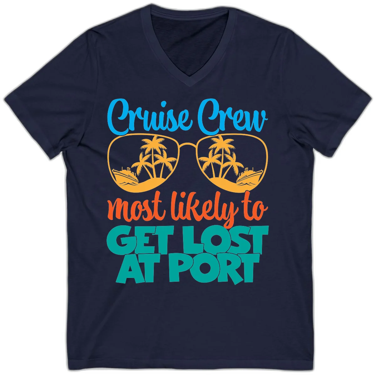 Cruise Crew Most Likely To Get Lost At Port V-Neck in Navy
