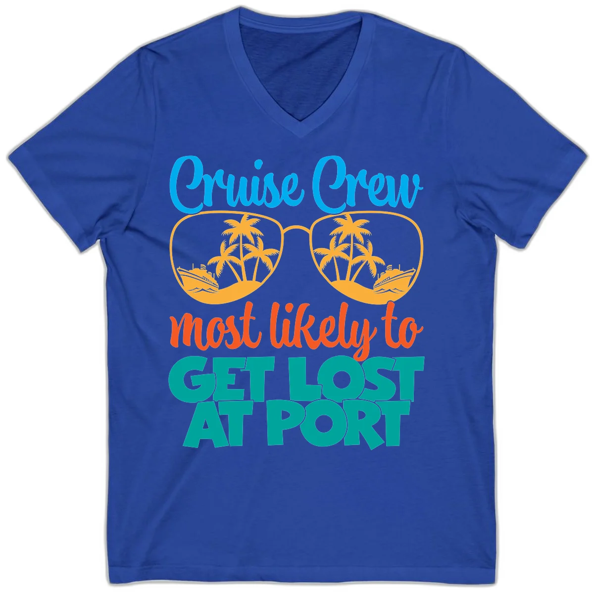 Cruise Crew Most Likely To Get Lost At Port V-Neck in True Royal